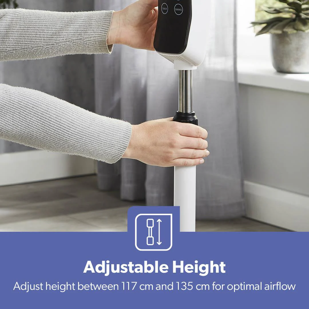 White 16" Digital Pedestal Fan With Remote Control 60W - Image 10