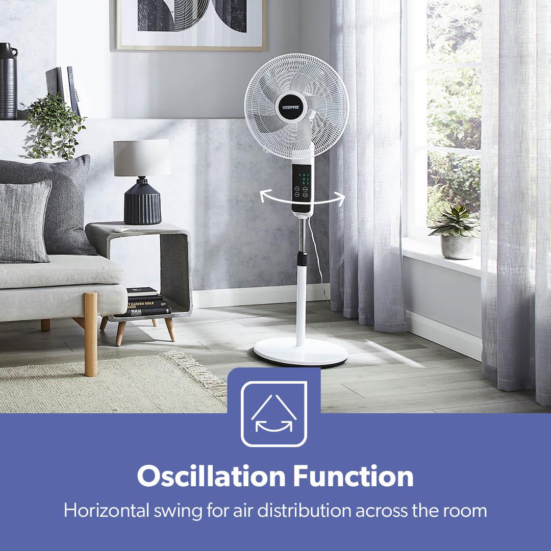 White 16" Digital Pedestal Fan With Remote Control 60W - Image 6
