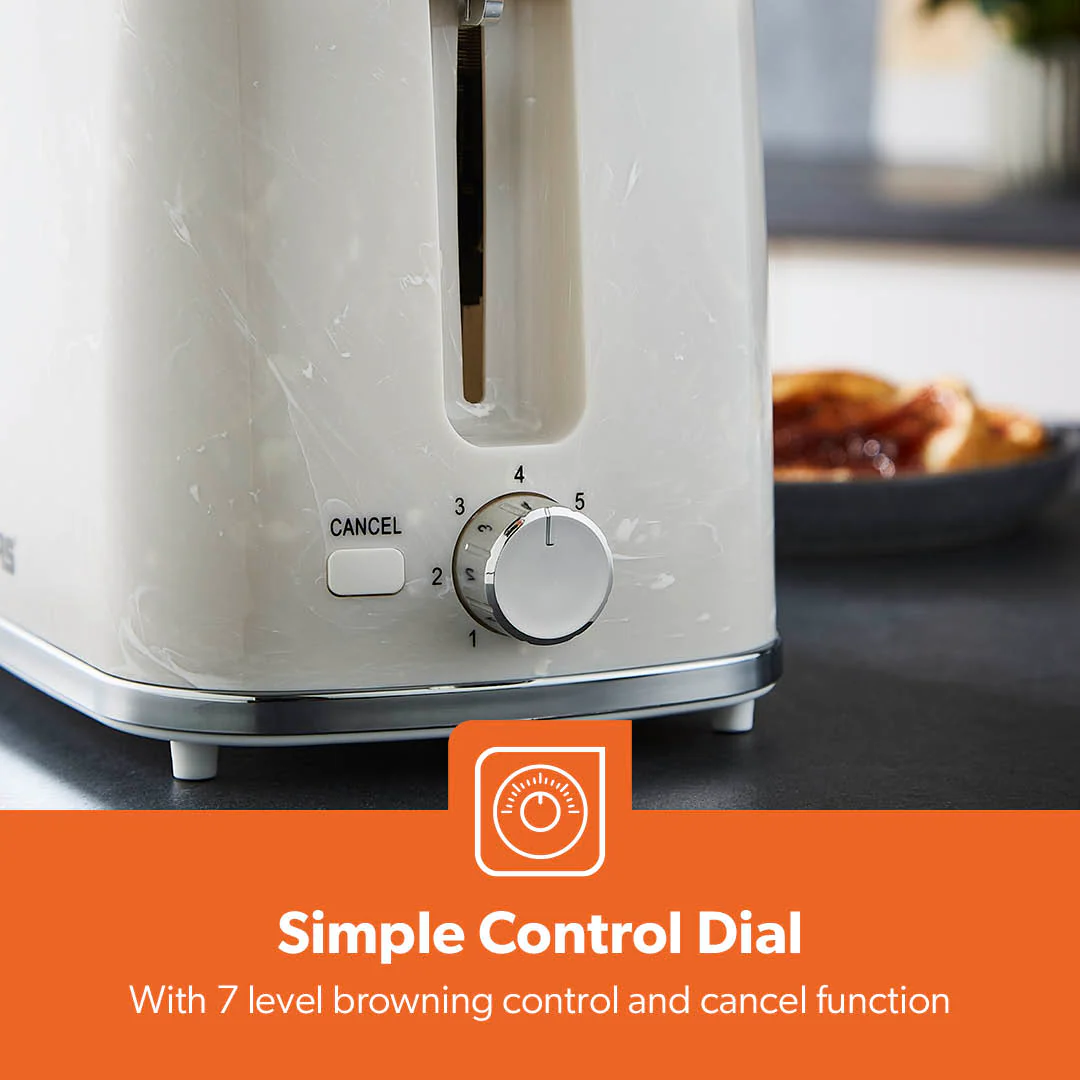White 2-Slice Bread Toaster With 7-Level Browning Control - Image 7