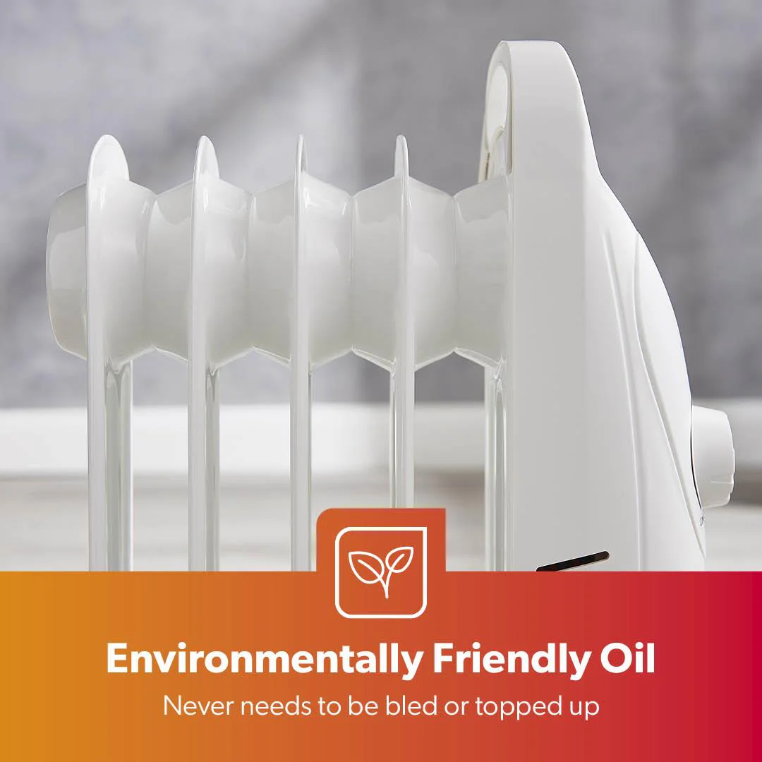 5-Fin White Oil-Filled Radiator 450W Electric Heater - Image 7