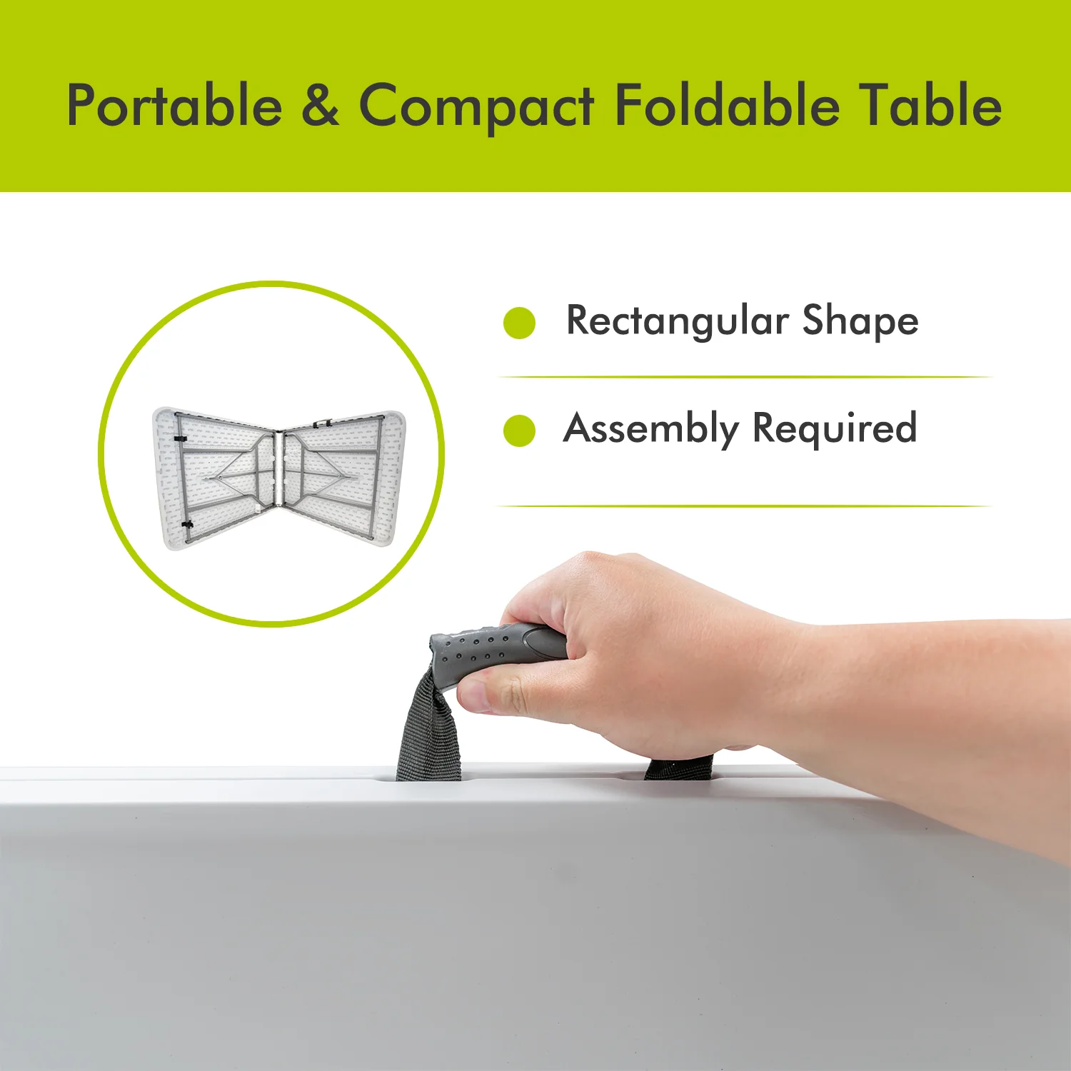 6ft White Heavy-Duty Folding Table, Outdoor & Indoor Portable Table - Image 4