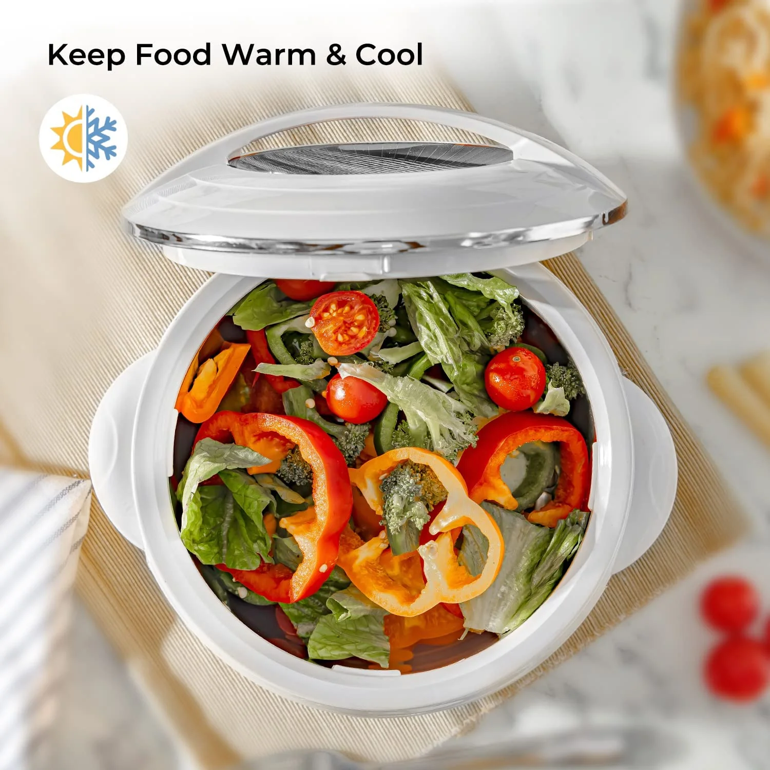White Insulated Casserole Serving Dish 1.6L - Image 3