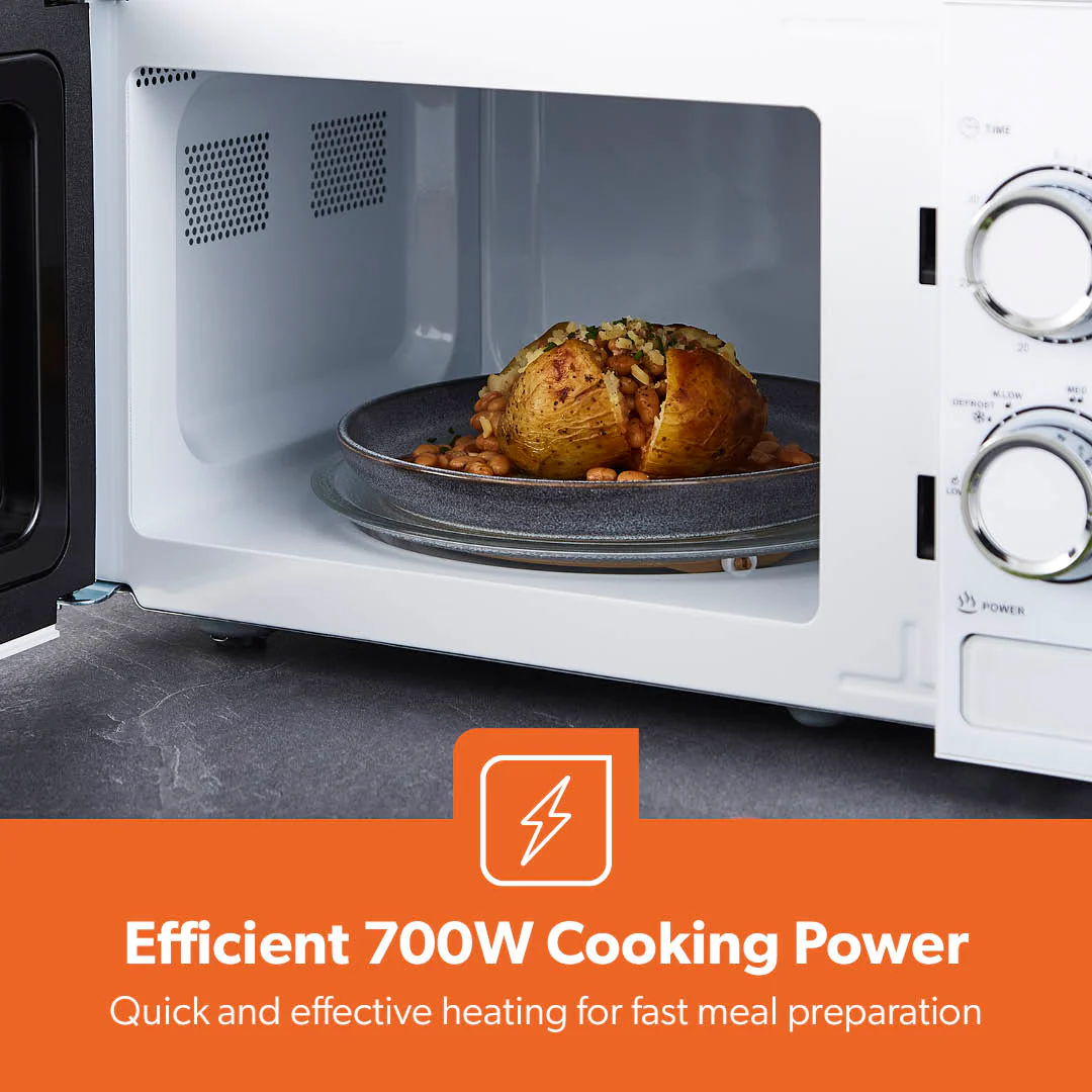 20L White Manual Microwave Oven With 5 Power Levels 700W - Image 4