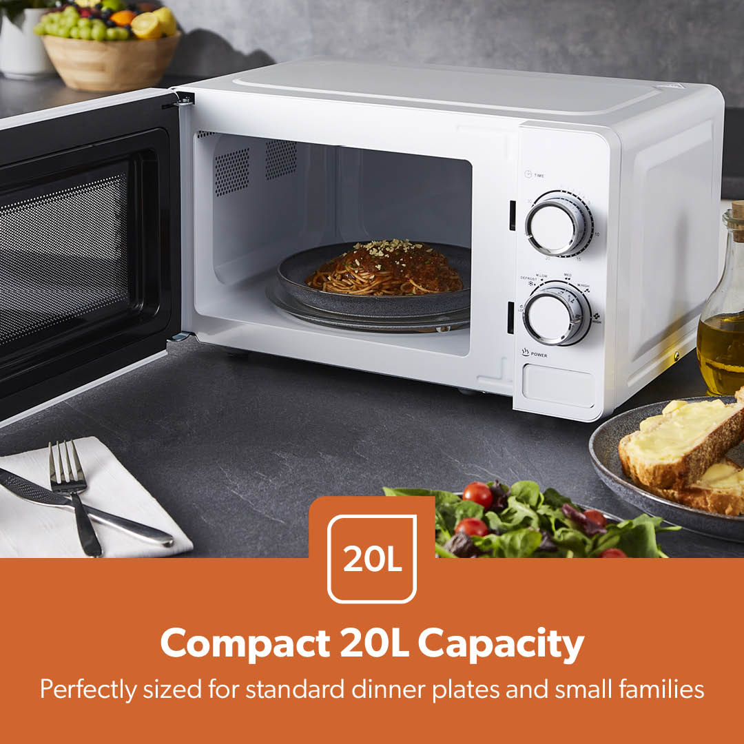 20L White Manual Microwave Oven With 5 Power Levels 700W - Image 5