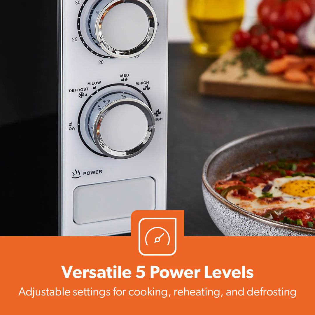 20L White Manual Microwave Oven With 5 Power Levels 700W - Image 6