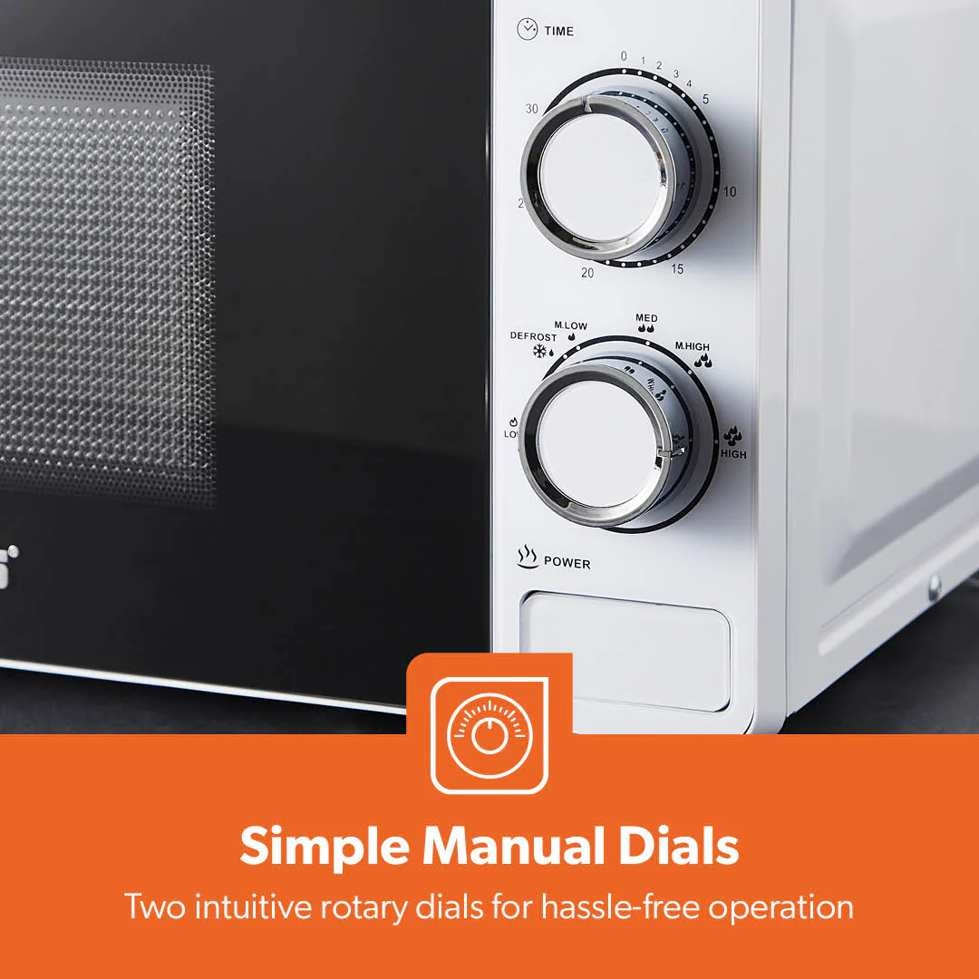 20L White Manual Microwave Oven With 5 Power Levels 700W - Image 9